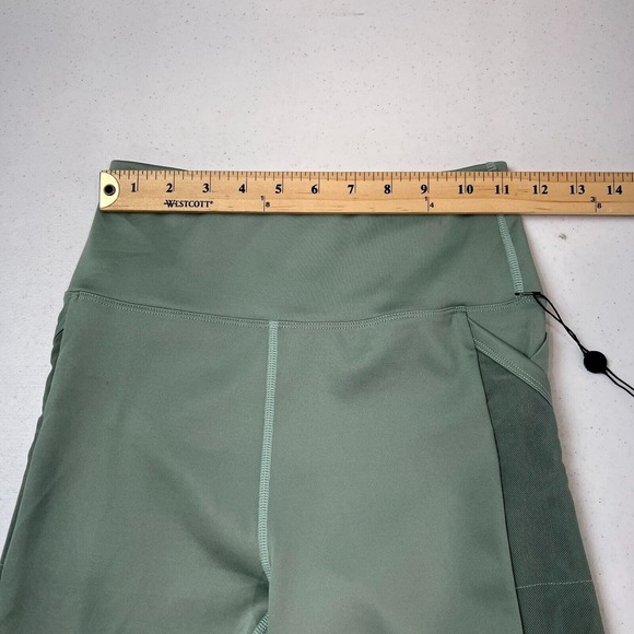 Marchesa Active Olivia Biker Shorts Size Small Sage Green Side Mesh Athletic - Picture 10 of 14